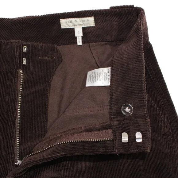 Rag & Bone NWT Leyton Casual Corduroy Pants Size 2 US Solid Brown Cotton Blend